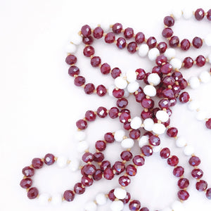 Wine 'N Dine - Maroon & White Necklace